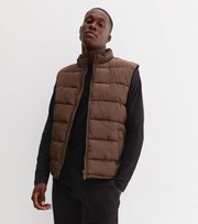 New Look Brown Puffer High Neck Gilet